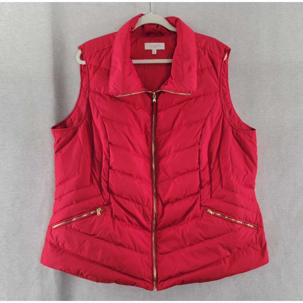 Talbots Womens Vest Down Quilted Puffer Jacket Gold Zipper Size 3X Old Money